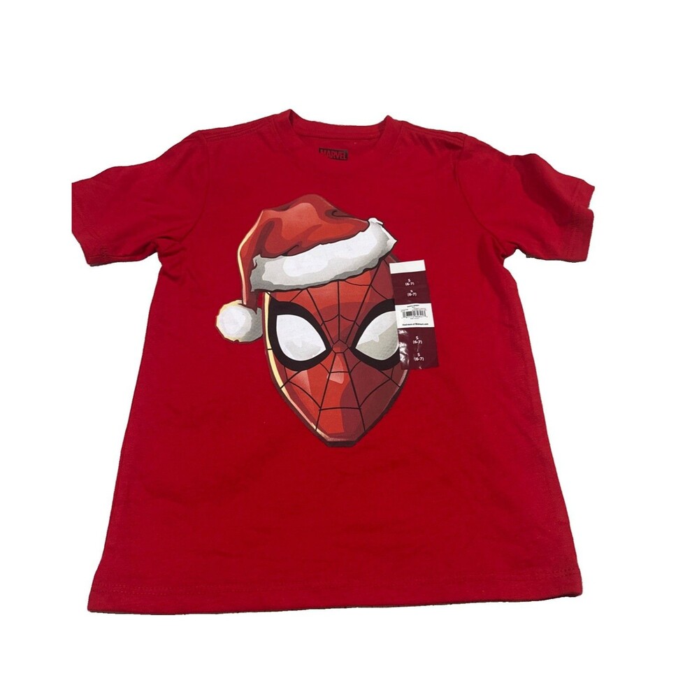 Spiderman Boy's Printed Christmas Tee Santa Spidey/ Red Size S (6-7)